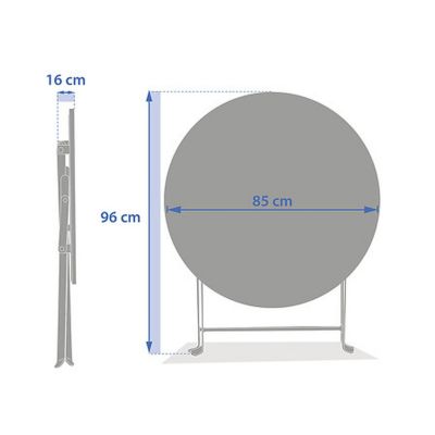 Table de jardin pliante ronde "Greensboro" graphite 4 places en acier - Hespéride