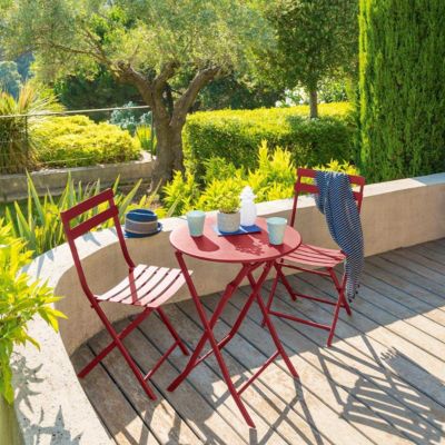 Table de jardin pliante ronde Greensboro Groseille - Hespéride