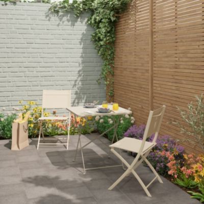 Table de jardin pliante Saba acier beige L.70 x l.70 x H.71 cm GoodHome
