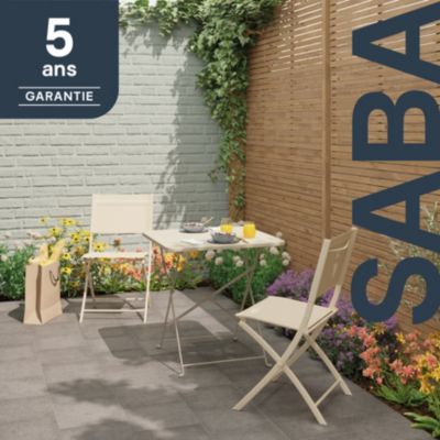 Table de jardin pliante Saba acier beige L.70 x l.70 x H.71 cm GoodHome