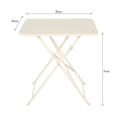 Table de jardin pliante Saba acier beige L.70 x l.70 x H.71 cm GoodHome
