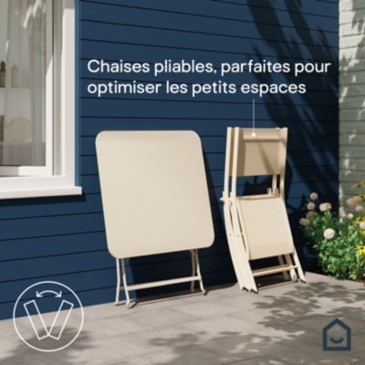Table de jardin pliante Saba acier beige L.70 x l.70 x H.71 cm GoodHome