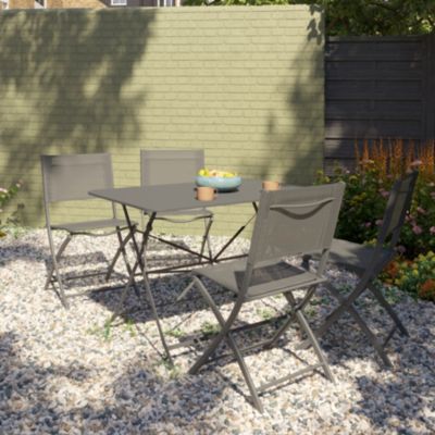 Table de jardin pliante Saba acier gris L.100 x l.70 x H.71 cm GoodHome