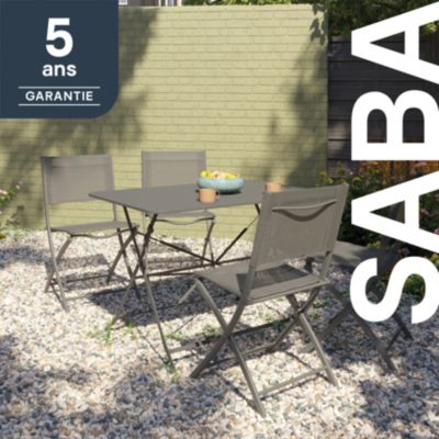 Table de jardin pliante Saba acier gris L.100 x l.70 x H.71 cm GoodHome