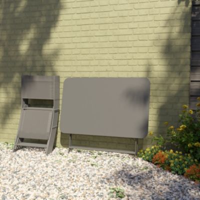 Table de jardin pliante Saba acier gris L.100 x l.70 x H.71 cm GoodHome