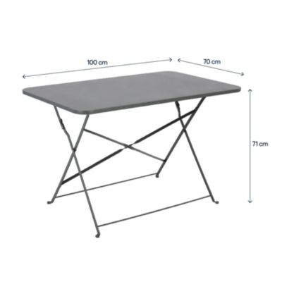 Table de jardin pliante Saba acier gris L.100 x l.70 x H.71 cm GoodHome