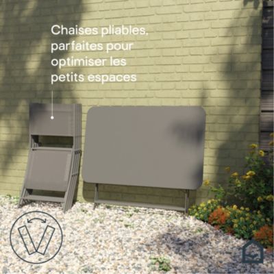 Table de jardin pliante Saba acier gris L.100 x l.70 x H.71 cm GoodHome