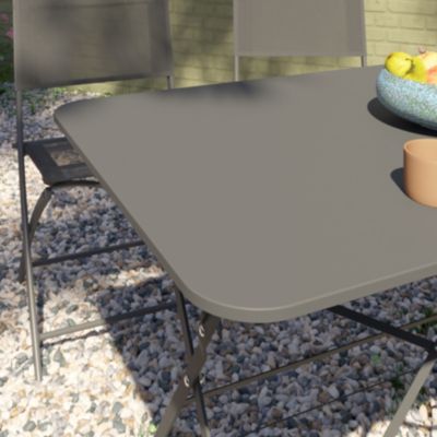 Table de jardin pliante Saba acier gris L.100 x l.70 x H.71 cm GoodHome