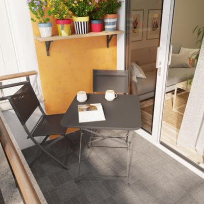 Table de jardin pliante Saba acier gris L.70 x l.70 x H.71 cm GoodHome