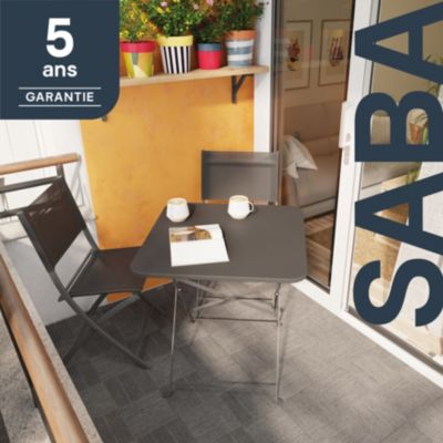 Table de jardin pliante Saba acier gris L.70 x l.70 x H.71 cm GoodHome