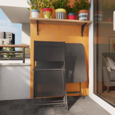Table de jardin pliante Saba acier gris L.70 x l.70 x H.71 cm GoodHome