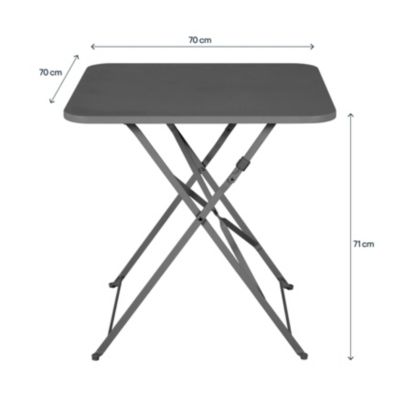 Table de jardin pliante Saba acier gris L.70 x l.70 x H.71 cm GoodHome
