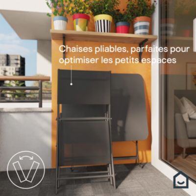Table de jardin pliante Saba acier gris L.70 x l.70 x H.71 cm GoodHome
