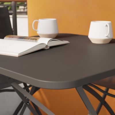 Table de jardin pliante Saba acier gris L.70 x l.70 x H.71 cm GoodHome