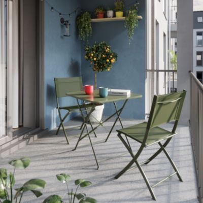 Table de jardin pliante Saba acier vert L.70 x l.70 x H.71 cm GoodHome