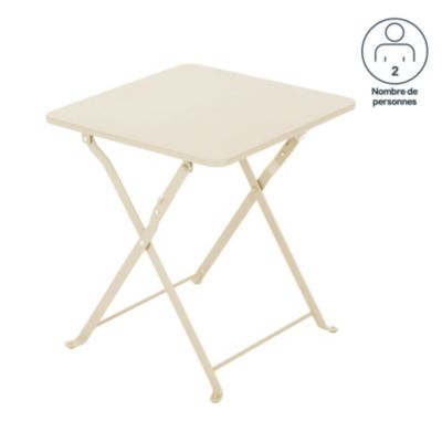 Table de jardin pliante Saba en acier coloris beige L.40 x l.40 x H.45 cm GoodHome