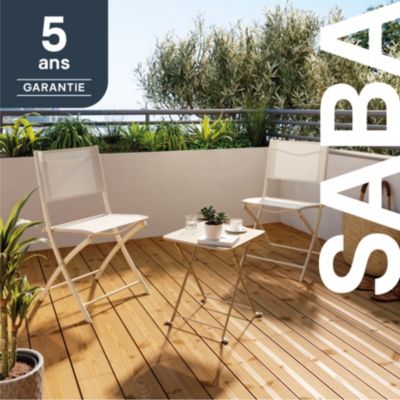 Table de jardin pliante Saba en acier coloris beige L.40 x l.40 x H.45 cm GoodHome