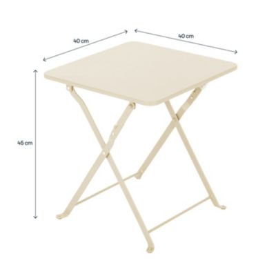 Table de jardin pliante Saba en acier coloris beige L.40 x l.40 x H.45 cm GoodHome