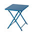 Table de jardin pliante Saba en acier coloris bleu abysse L.40 x l.40 x H.45 cm