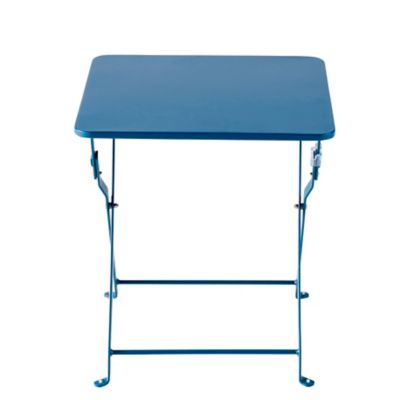 Table de jardin pliante Saba en acier coloris bleu abysse L.40 x l