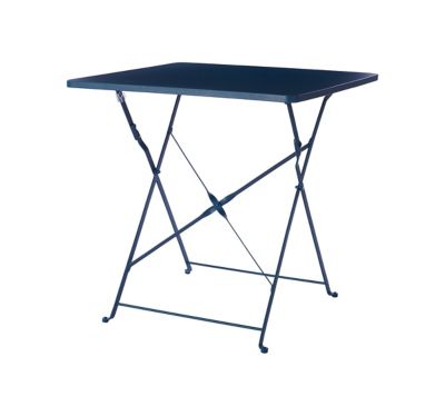 Table de jardin pliante Saba en acier coloris bleu abysse L.70 x l.70 x H.71 cm