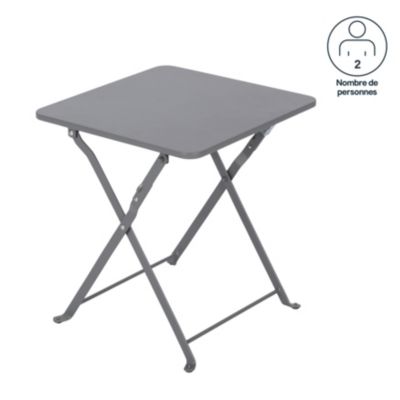 Table de jardin pliante Saba en acier coloris gris L.40 x l.40 x H.45 cm GoodHome