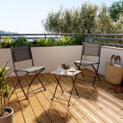 Table de jardin pliante Saba en acier coloris gris L.40 x l.40 x H.45 cm GoodHome