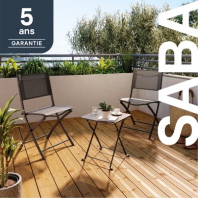 Table de jardin pliante Saba en acier coloris gris L.40 x l.40 x H.45 cm GoodHome