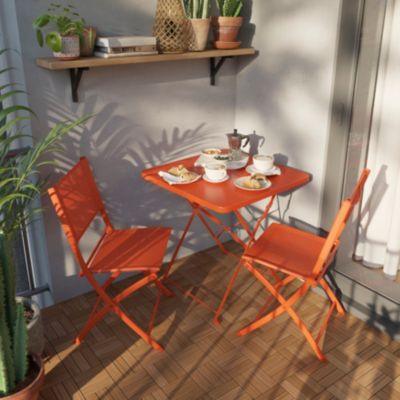 Table de jardin pliante Saba en acier coloris mango L.70 x l.70 x H.71 cm