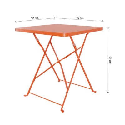 Table de jardin pliante Saba en acier coloris mango L.70 x l.70 x H.71 cm