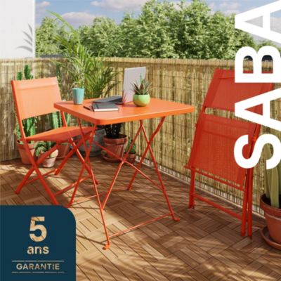 Table de jardin pliante Saba en acier coloris mango L.70 x l.70 x H.71 cm