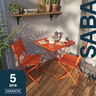 Table de jardin pliante Saba en acier coloris mango L.70 x l.70 x H.71 cm