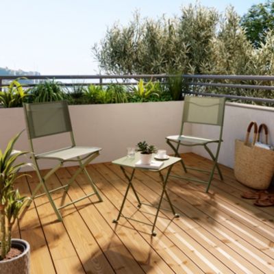 Table de jardin pliante Saba en acier coloris vert L.40 x l.40 x H.45 cm GoodHome