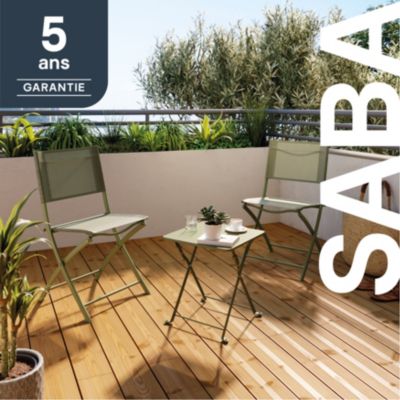 Table de jardin pliante Saba en acier coloris vert L.40 x l.40 x H.45 cm GoodHome