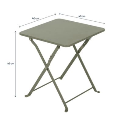 Table de jardin pliante Saba en acier coloris vert L.40 x l.40 x H.45 cm GoodHome
