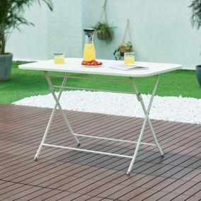 Table de jardin pliante Sande 110 x 70 x 71 cm blanc en.casa