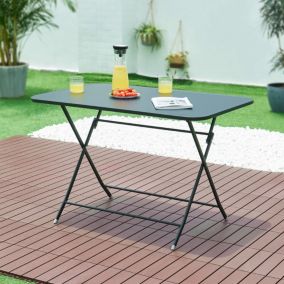 Table de jardin pliante Sande 110 x 70 x 71 cm noir en.casa