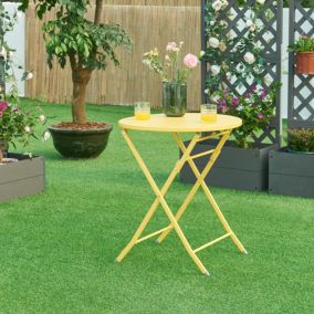 Table de jardin pliante Sande 71 x 62 cm jaune en.casa