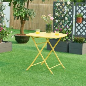 Table de jardin pliante Sande 71 x 70 x 70 cm jaune en.casa