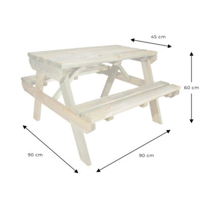 Table de jardin pour enfant en bois chinchilla 4 places