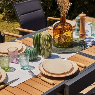 Table de jardin à rallonge en aluminium anthracite 160/80x80cm et polywood - Osaka