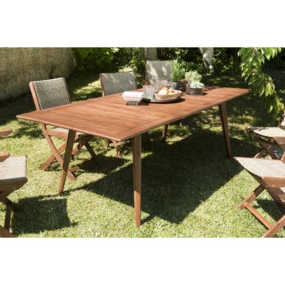 Table de jardin rect. extensible en acacia 8/10 personnes