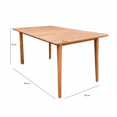 Table de jardin rectangulaire 150 cm bois de teck massif - ANCOLIE