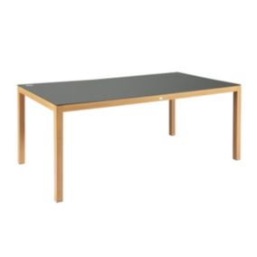Table de jardin rectangulaire (180x90x74cm) effet bois + plateau gris  Oviala