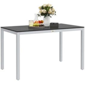 Table de jardin rectangulaire 4-6 personnes dim.120 x 70 x 72 cm aluminium plateau à lattes effet bois noir