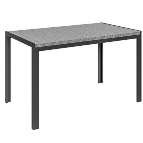 Table de jardin rectangulaire 4 personnes métal plateau résine tressée gris