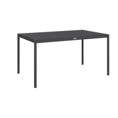 Table de jardin rectangulaire 6 personnes plateau lattes aspect bois alu gris