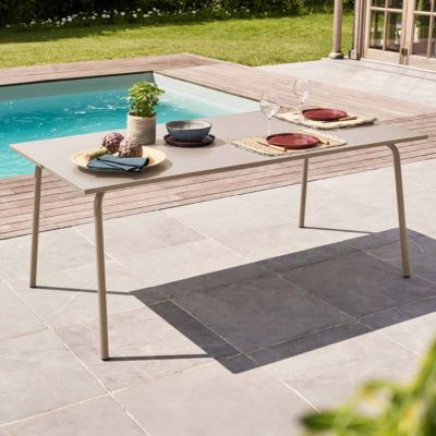 Table de jardin rectangulaire en acier taupe Palavas  Oviala