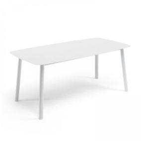 Table de jardin rectangulaire en aluminium et pierre frittée blanc  Oviala