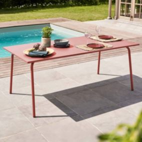 Table de jardin rectangulaire en métal argile 180 cm Palavas  Oviala